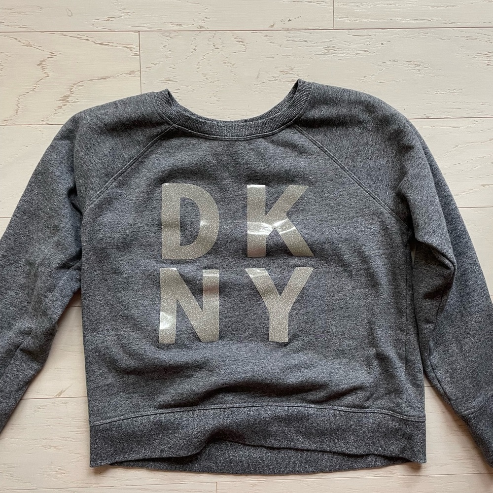 DKNY grey hoodie with sparkle letters size small
